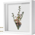 White 8×8 Shadow Box Display Frame, Premium Linen Backboard and Included by Unknown