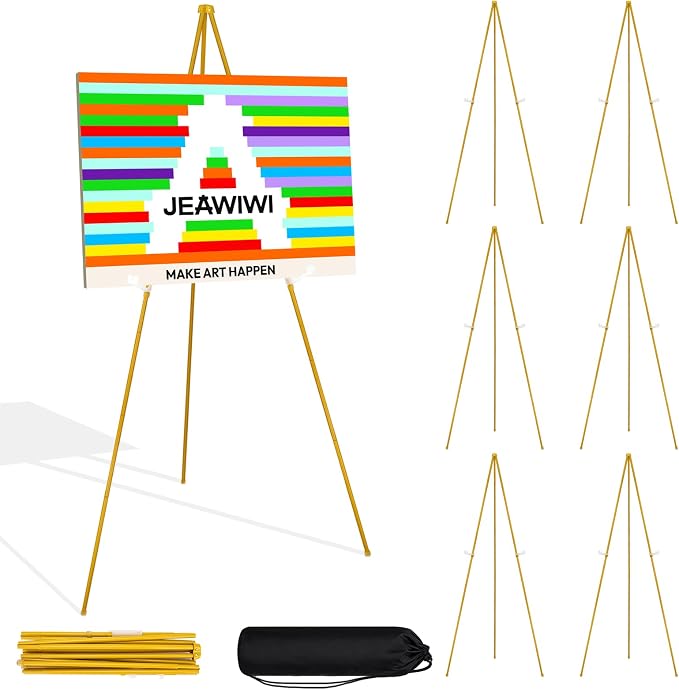 JEAWIWI 7PCS Golden Easel Stand by JEAWIWI