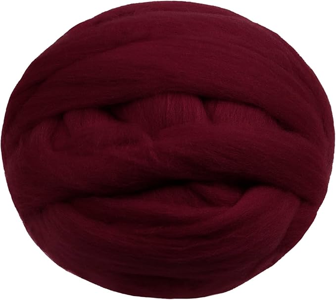 JeogYong Needle Felting Wool, 7.05oz Wool Roving Chunky Wool Yarn, Wine Red by JeogYong