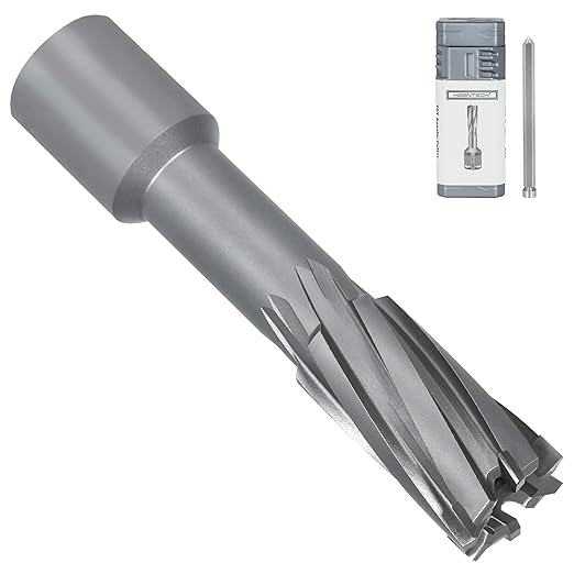 KEENTECH Carbide-Tipped Annular Cutter, 11/16" Diameter x 2" Depth, 3/4" Weldon Shank (2 Flat), High Speed Cutting TCT Mag Drill Bit with Pilot Pin for Harder Material, Stainless Steel, Cast Iron