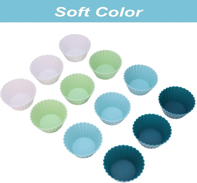 Large Silicone Baking Muffin Cups, 12 Pack Reusable Cupcake Liners Jumbo Size - Image 2