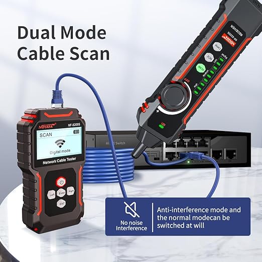 NOYAFA NF-8209S Upgrade Advanced Network Cable Tester with PoE& NCV, Cable Length Test, Port Flashing, Multifunction Anti Interference Scanning Modes Wire Tracker