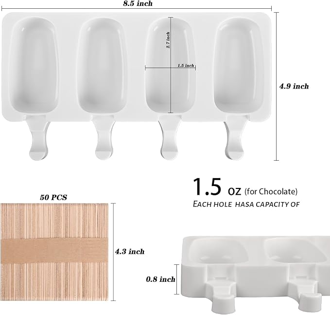 Sakolla 2 Pack 4 Cavity Mini Popsicle Silicone Molds - Image 2