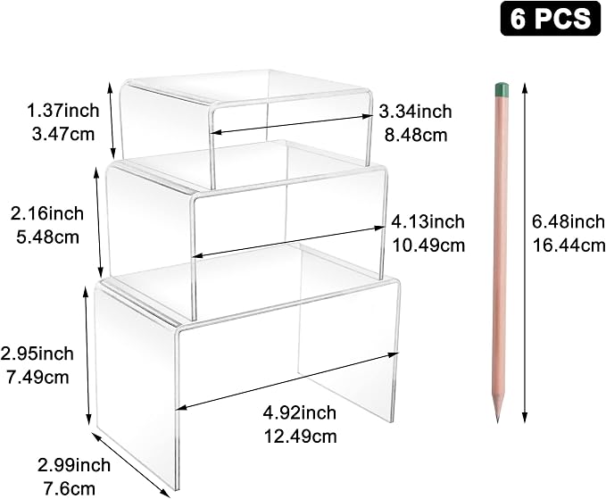 Cerpourt 2 Sets Acrylic Display Risers Clear Product Stand, Cupcakes Holder - Image 2