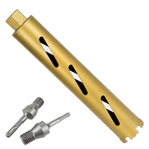 2" Dry Core Drill Bits for Cured Concrete with Rebar Brick Blonck Masonry etc 12.2in/310mm Drilling Depth，10mm Diamond Segment Height，2 Adapters