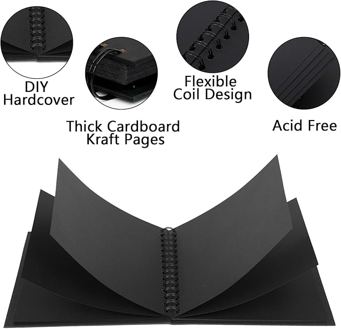 10x10 Inch DIY Scrapbook Photo Album, Hardcover Kraft Paper Acid-Free, 20 Sheets - Image 5