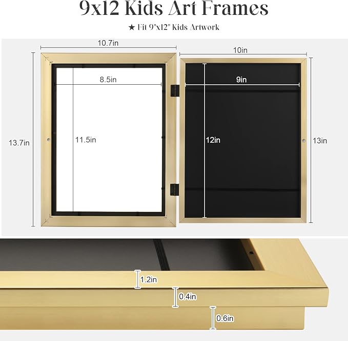 Kids Art Frames, 9x12 Front Opening Kids Artwork Frames Changeable, Holds 50 Pcs - Image 3