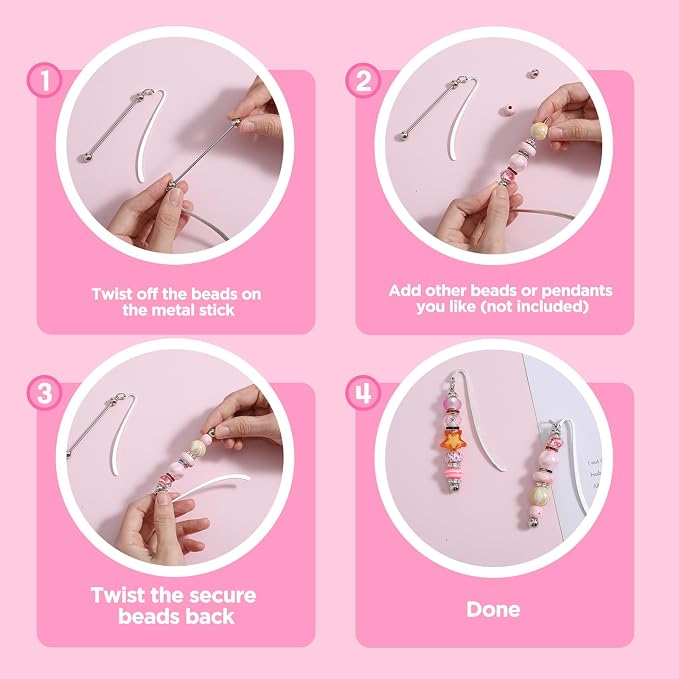 Beadable Bookmarks 20pcs Beaded Bookmark DIY Metal Blank Bar Bulk - Image 6