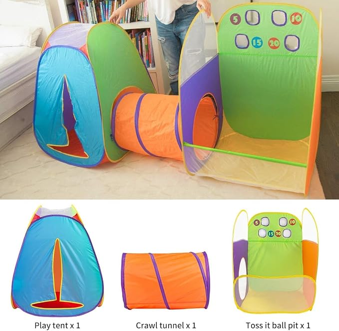Alvantor® Kids Tent Play Tents & Tunnel 3-in-1 Pop Up Tent - Image 2