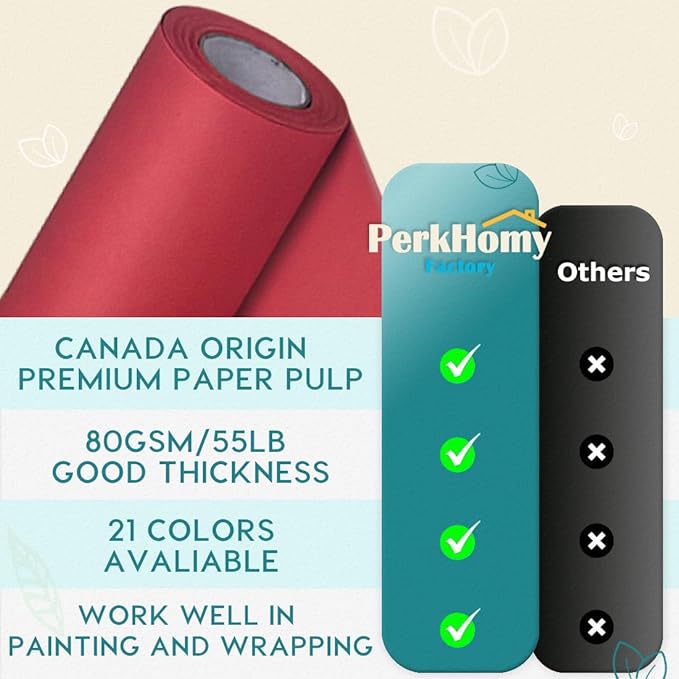 PerkHomy Red Kraft Paper Roll 48" x 3 - Image 2