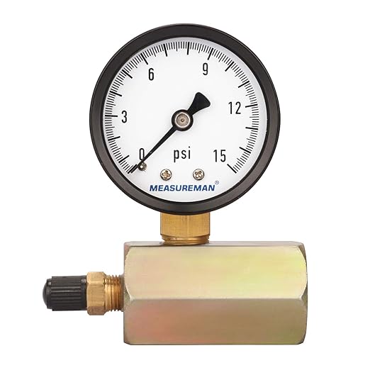 MEASUREMAN 2" Steel Gas Pressure Test Gauge Assembly, 3/4" FNPT Connection, 0-15psi, +/-3-2-3% Accuracy