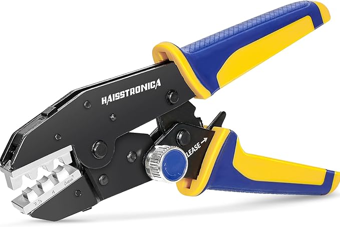 haisstronica Quick Change Jaws Crimping Tool for Solar Connectors AWG 14-10 Ratcheting Wire Crimper & Terminals - H3
