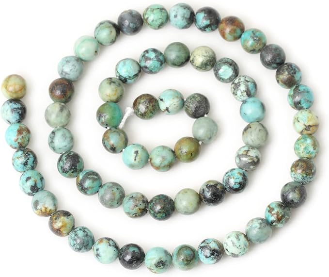 60PCS 6mm Natural African Turquoise Stone Gemstone Round Loose Beads - Image 2