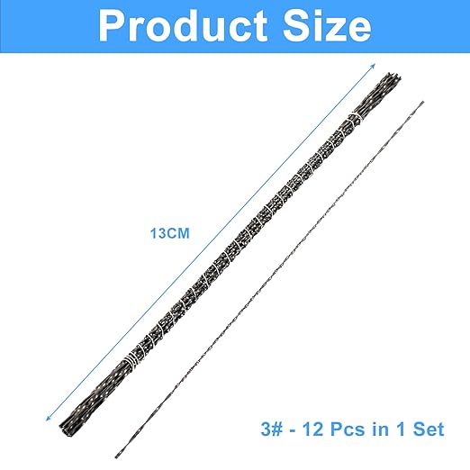 Murtenze 12PCS Spiral Scroll Saw Blades, Plain End Saw Blades Assortment for Wood Metal Cutting Sawing Carve (#3 Metal Cutting)
