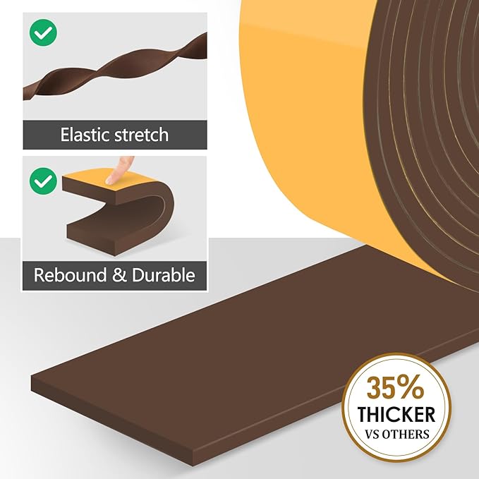 Pipe Insulation Tape, Outdoor Water Pipe Insulation Wrap, Foam Insulation Tape for Outdoor Pipes Winter Freeze Protection, Heat Tape for Water Pipes, Copper Pipes, PVC, AC Line, 2in x 15ft, Brown