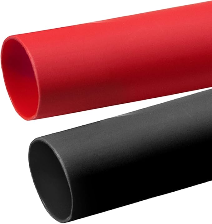 2 Pcs 1/2 inch (Diameter) Heat Shrink Tubing, 3:1 Adhesive-Lined Large Heat Wire Shrinkable Tube by MILAPEAK (4 Feet, Black & Red)