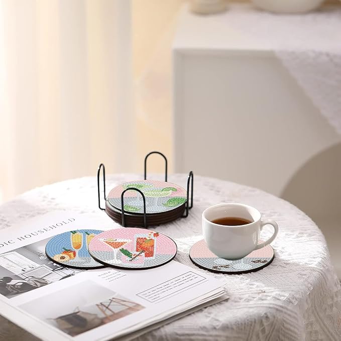 6 Pcs Cocktail Diamond Painting Coasters Kits - Image 5