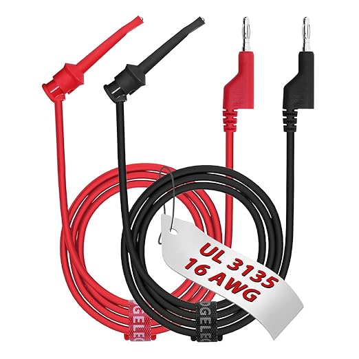 16 Gauge 2pcs/3.3Ft 4MM Banana Plug to Test Hook Clips UL3135, Heavy Duty Silicone Test Leads Set Jumper Wires Kit for Testing - EDGELEC