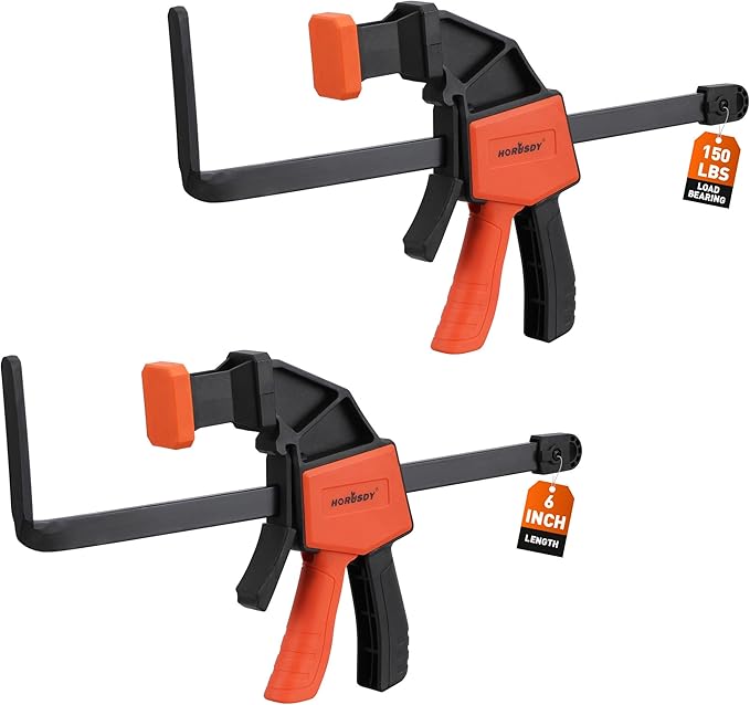 HORUSDY 2 Pieces Strong Hold Track Saw Clamps 6-Inch, Quick Release Track Saw Guide Rail Clamp for Woodworking, Circular Saw Guide Rail System, Durable with 150 LBS Load Limit & Easy Operation