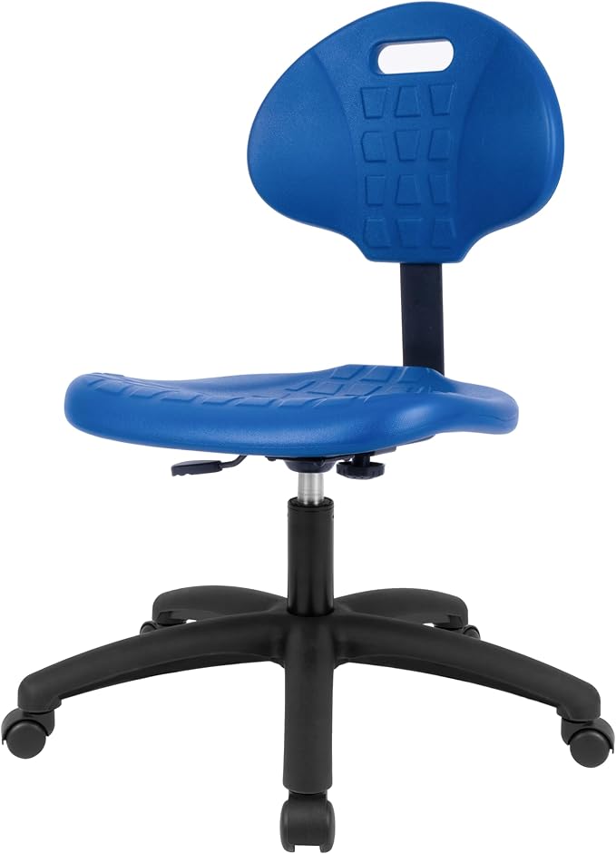 Chair Master Table Height Chair/Stool-Easy to Clean! Deluxe Ergonomic Polyurethane Chair. 5" of Height Adj (15.5"-20.5") 450 lb Capacity. Automotive, Lab, Garage, Home, Office (Standard, Blue)