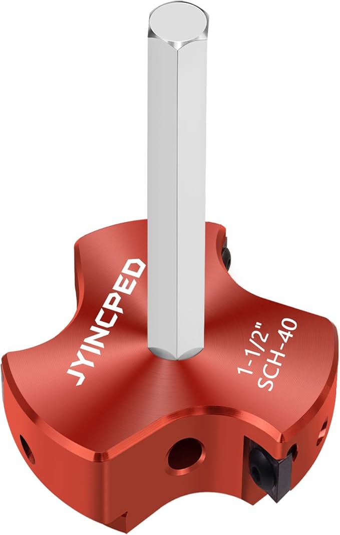 1-1/2 Inch PVC Pipe Reamer,PVC Fitting Saver Socket Saver with 3 Carbide Insert,1.5" Plastic Pipe Fitting Reamer Plumbing Tool for Sch.40 CPVC ABS Socket Hub,Fit Standard 1/2" Drill