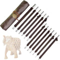 Esamploe 12 Pcs Stone Carving Tool,Tungsten Steel Soapstone Carving Kit,Gravers for Metal with Portable Leather Roll Bag,Hand Engraving Tools for Slate,Wood,Soft Limestone,Lapis Lazuli,Bamboo