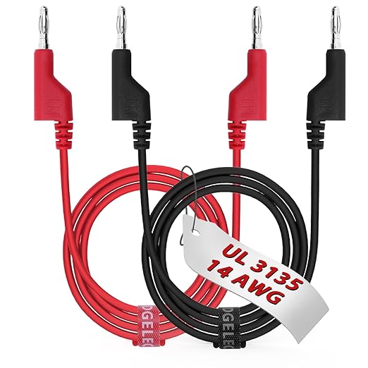 14 Gauge 2pcs/3.3Ft 4MM Banana Plug to Banana Plug UL3135, Heavy Duty Silicone Test Leads Set Jumper Wires Kit for Testing
