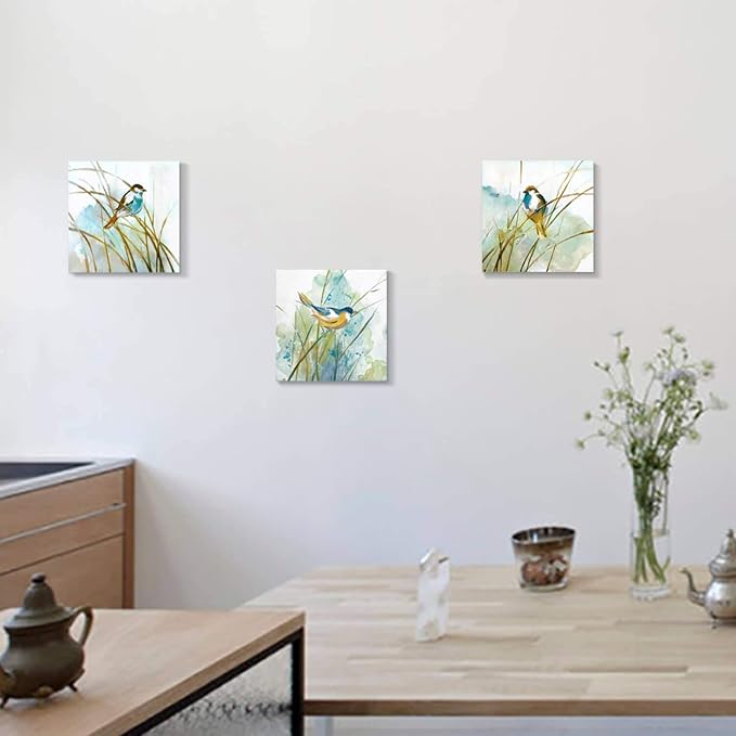 Hardy Gallery Abstract Birds Painting Wall Art: Colorful Birds in Grass Artwork - Image 3