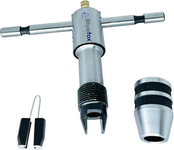 Reversible Ratchet T-Handle Tap Wrench-(1/4'' to 1/2''(6.0 to 12.0 mm)) | Adjustable Tool, Steel Thread Holder | Ratcheting T-shaped Tap Holder Wrench