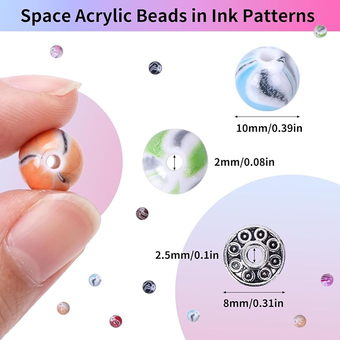 Quefe 500pcs Craft Beads in Ink Patterns - Image 2