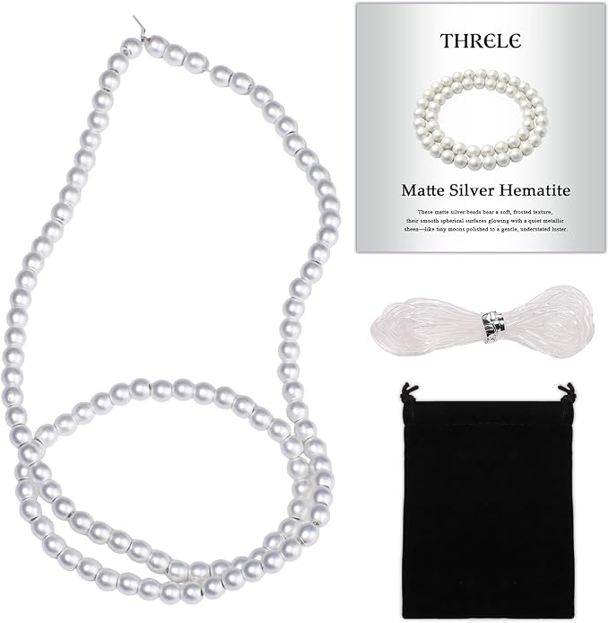 4mm Matte Silver Hematite Bead, 15-Inch Matte Round Loose Stone Beads by THRELE