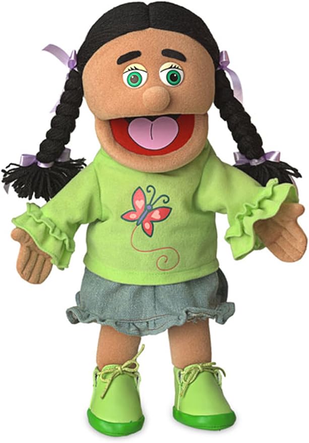 14" Jasmine, Hispanic Girl, Hand Puppet by SillyPuppets