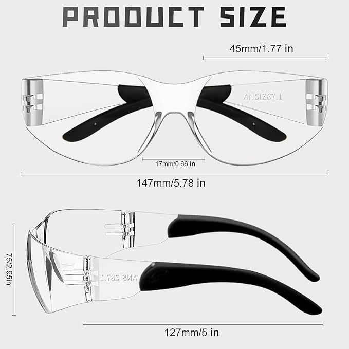 Clear Safety Glasses Bulk of 80,ANSI Z87.1 Impact Resistant Lens Eye Protection for Lab,Construction