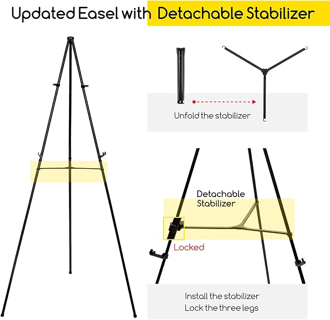 MEEDEN 2 Pcs Easel Stand for Painting and Display: 63" Art Metal Easel Sign - Image 2