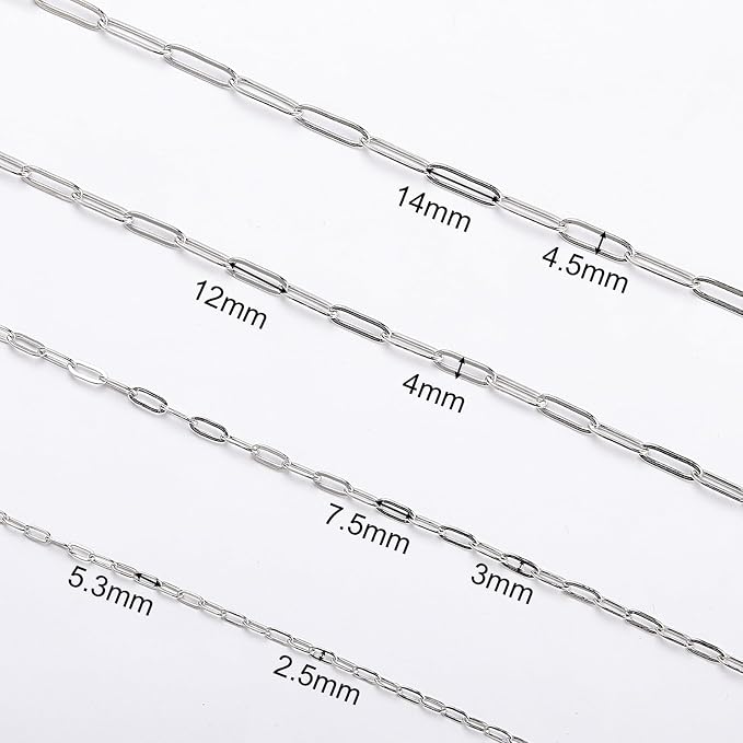 SMYHTGLIF 16.4 Feet Silver Stainless Steel Jewelry Making Chains Oval Paperclip - Image 4