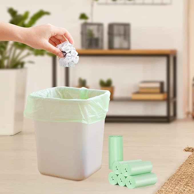 1.2 Gallon Small Trash bags: Small Trash bags Mini Bathroom Garbage Bags Fit 4.5 Liter Trash-Can-Liners for Bathroom Kitchen Office (150 Counts, Green)