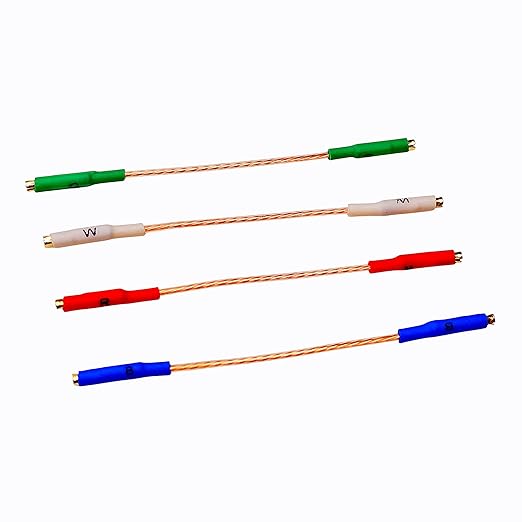 Turntable Phonograph Lead Wires, 7N OFC Gold-Plated Clips Cartridge Headshell Wire Litz Wire - 4 Packs