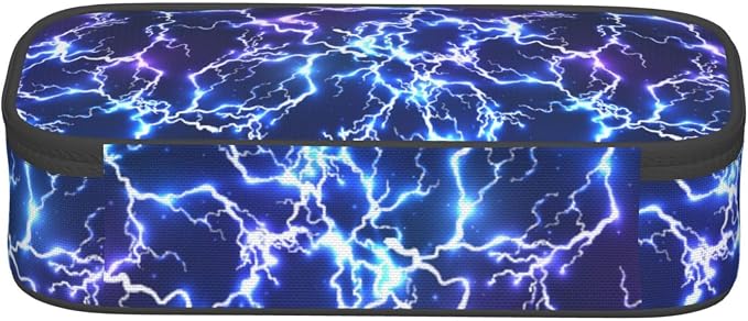 Cool Blue Purple Electric Lightning Pencil Case Organizer Big Capacity Pencil - Image 3