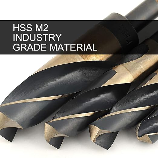 COMOWARE 3/4" Reduced Shank Drill Bit, HSS M2, Black & Gold Drill Bit with 3-Flat 1/2" Shank, 135° Split Point, Metal Drills Bits for Steel/Aluminum/Iron/Plastic/Wood, for Electricians & DIY