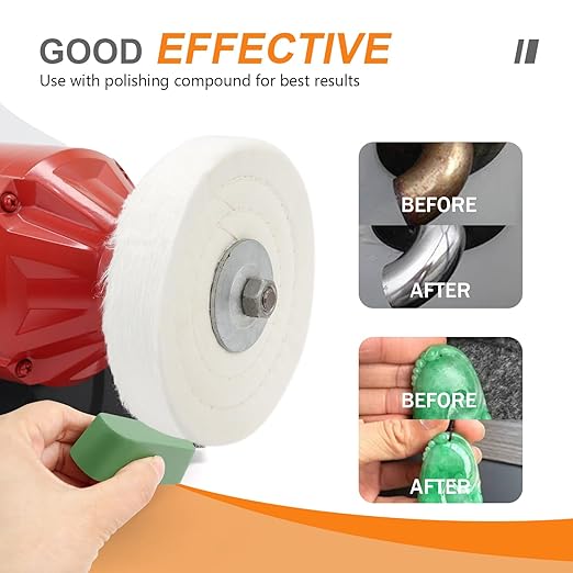 SCOTTCHEN Buffing Polishing Wheel 6 inch (70 Ply) Extra Thick for Bench Grinder Tool with 1/2" Arbor Hole 2 PCS