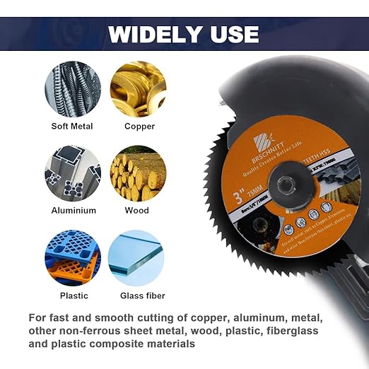 HSS Circular Saw Blade 3inch - BRSCHNITT 72T 10mm Bore Cutting Discs for Wood, Copper, Aluminum, Plastic and Soft Metal