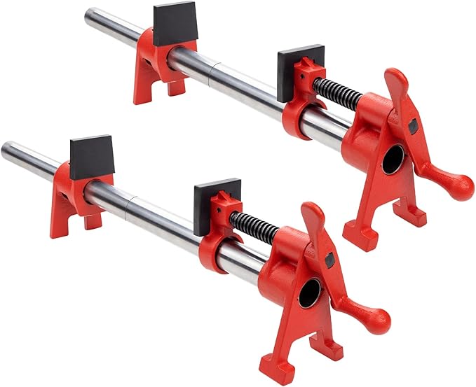 3/4 Inch Wood Gluing Pipe Clamp Set with 30" Metal Pipe, 2-Pack Professional H-Style Heavy Duty Quick Release Bar Clamps for Woodworking(2)