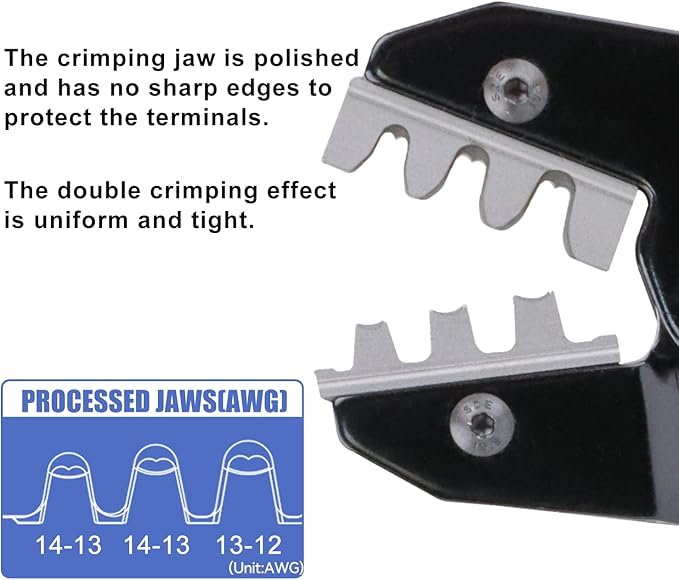 HKS 14-12AWG Size12 Deutsch DTP Crimp Tool (YF-1214DT) - Open Barrel Terminal Crimper for Stamped Contacts