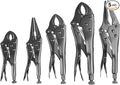 Lichamp 5PCS Vice Locking Pliers Set, 10 9 7 6 5 inches Curved Jaw Vise and Curved Jaw Grip Pliers Set