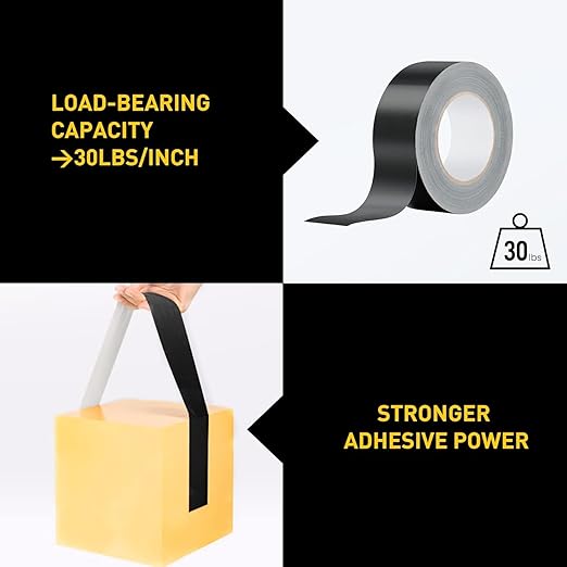Lichamp 10 Rolls Heavy Duty Thicker Black Duct Tapes, 17 mil No Residue Duct Tape for Packaging Taping Sealing Repairing Tying, Wide Tape for DIY or Commercial Use, 2 Inches x 25 Yards