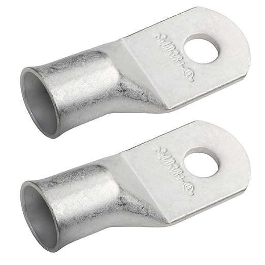 SELTERM 2pcs 4/0 AWG(XL) 3/8" Stud Battery Lugs,Ring Terminals,Heavy Duty Copper Wire Lugs,Battery Cable Ends, 0000 Gauge Ring Terminal Connectors,UL Bare Copper Eyelets Electrical Battery Cable Lugs