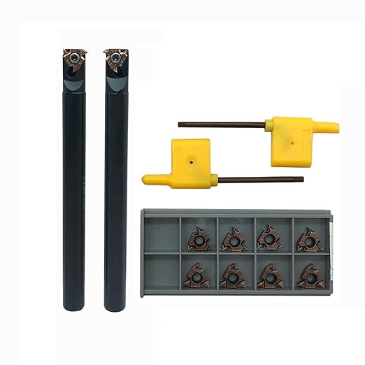 Lather Threading Tool Bit Set External Internal Threading Boring Bars Turning Tool Holders with 11IR AG60 16ER 16IR AG60 Carbide Threading Inserts (2pcs Boring Bars + 16ER IR AG55)