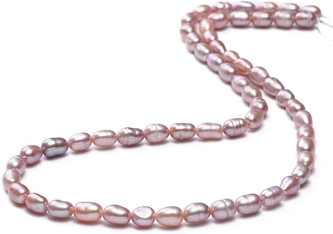 Natural Pearl Beads Rice 4-5mm Purple Freshwater Cultured Loose Gemstone Beads for DIY Jewelry Making 13.8''/Strand HQ