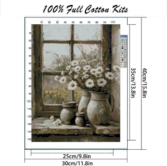 MYBISYMQQ Windowsill Daisies Cross Stitch Kits - Image 2