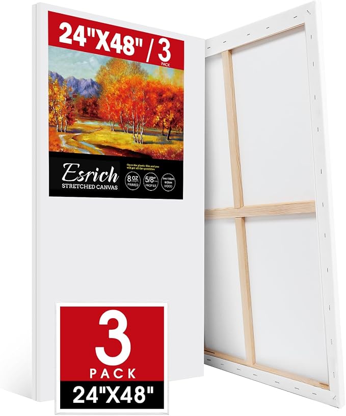 ESRICH Long Canvas for Painting 24x48 Inch, Primed Acid-Free Cotton Rectangular by ESRICH